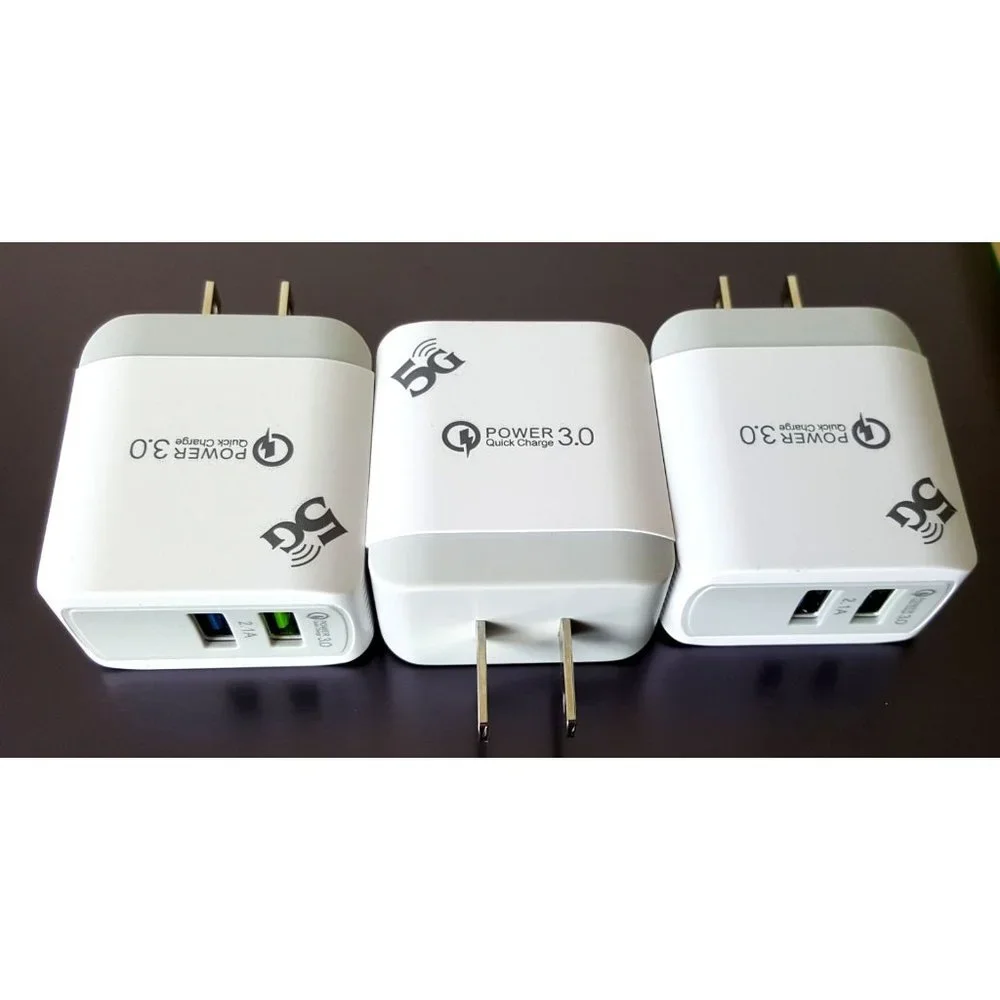 3pack Double Port Wall Charger Phone Travel Charger QC 3.0 Quick Charge